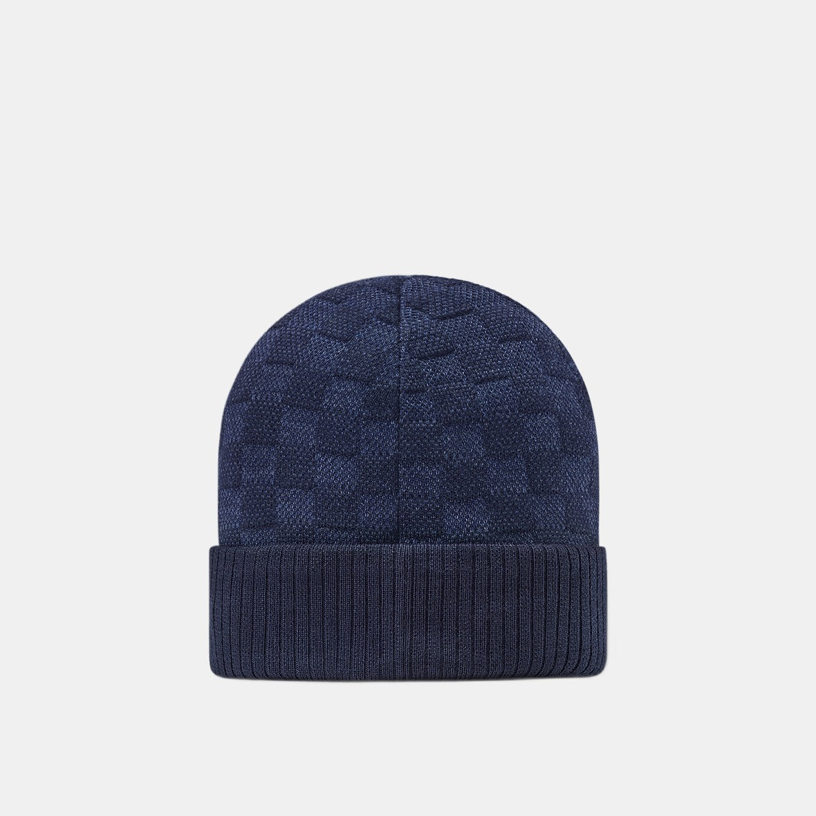 Bonnet et Écharpe Néo Petit Damier Bleu Marine