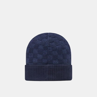 Bonnet et Écharpe Néo Petit Damier Bleu Marine