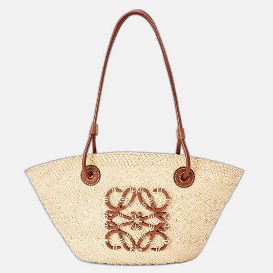 Loewe - Petit panier Anagram en palmier Iraca et cuir de veau Natural Tan