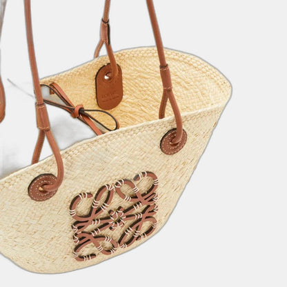 Loewe - Petit panier Anagram en palmier Iraca et cuir de veau Natural Tan