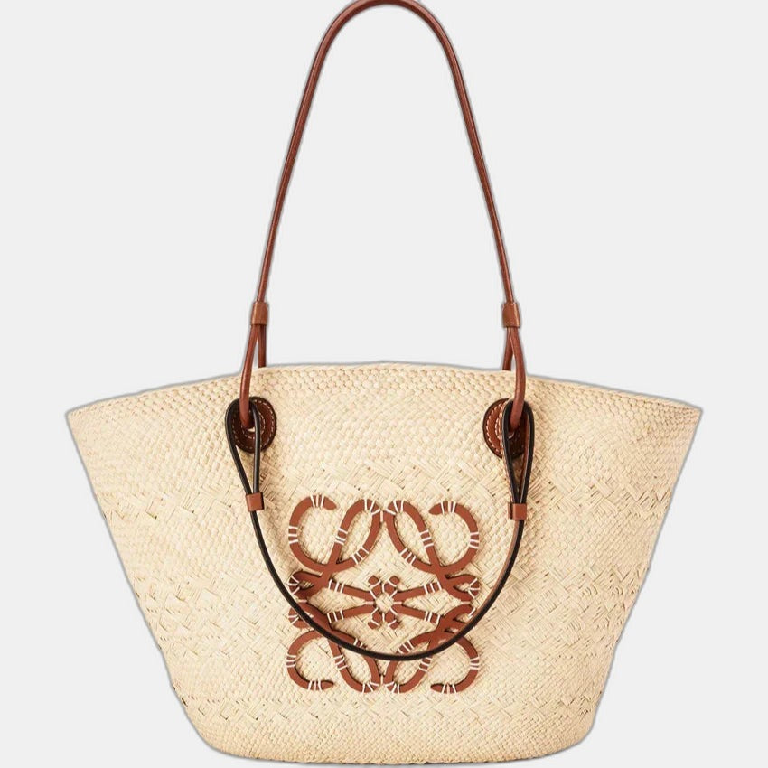 Loewe - Panier Anagram en palmier Iraca et cuir de veau