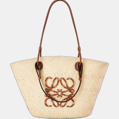 Loewe - Panier Anagram en palmier Iraca et cuir de veau