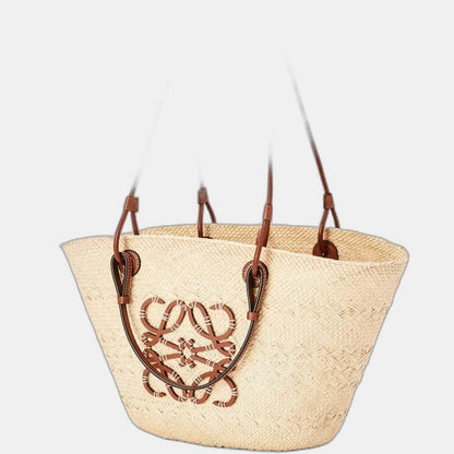 Loewe - Panier Anagram en palmier Iraca et cuir de veau