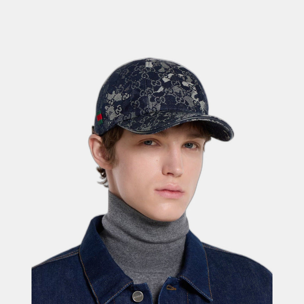 Casquette en denim GG avec détail bande Web