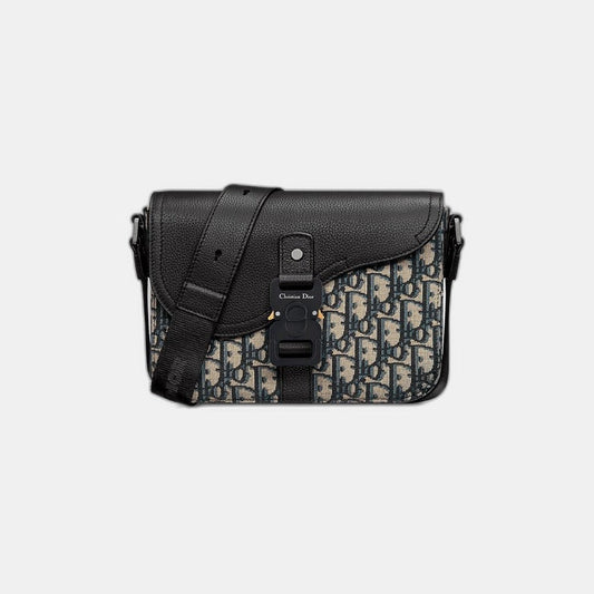 Sac Messenger à rabat Saddle Small Noir et Beige