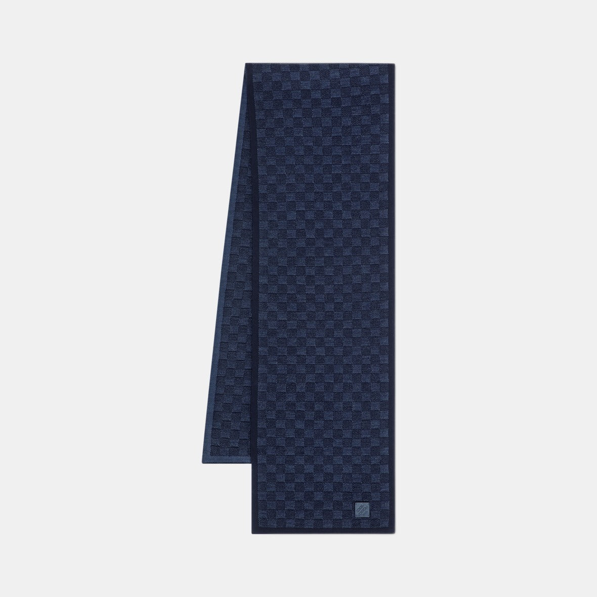 Bonnet et Écharpe Néo Petit Damier Bleu Marine