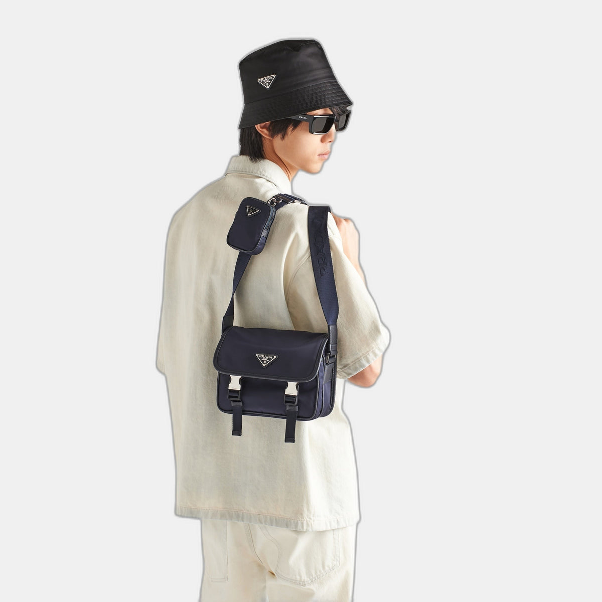 Sac porté épaule en Re-Nylon et cuir Saffiano - #5