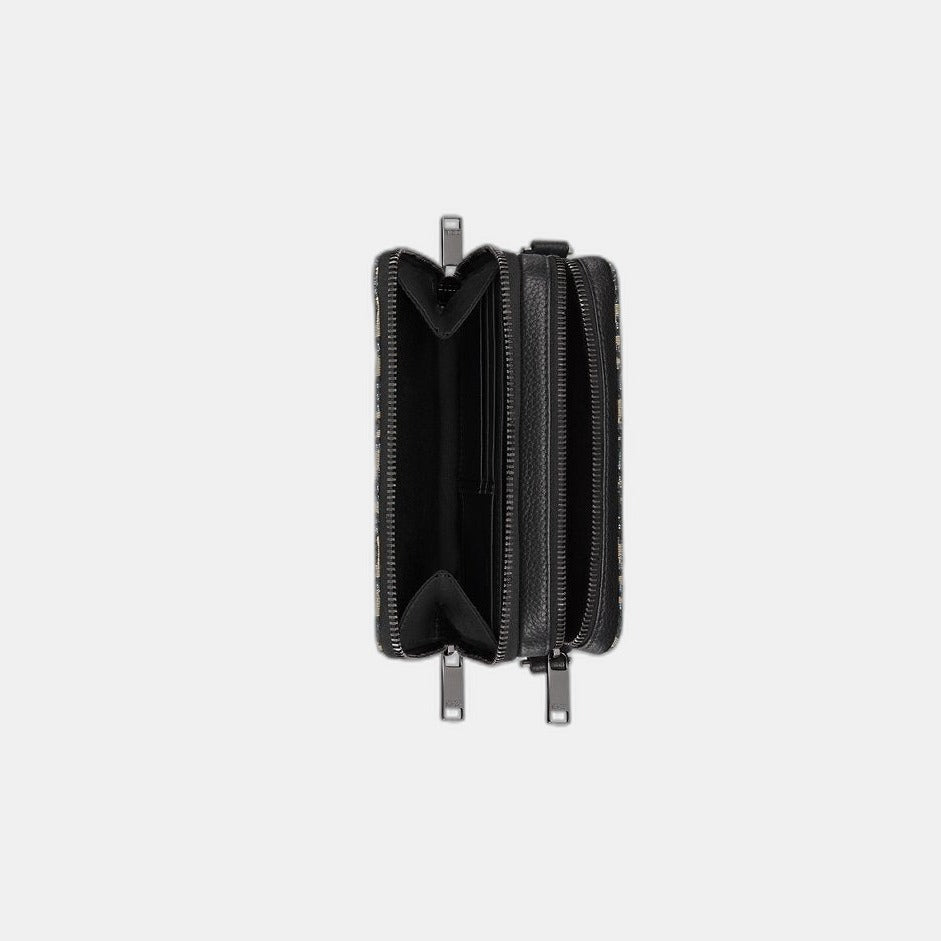 Pochette zippée à bandoulière Noir et Beige