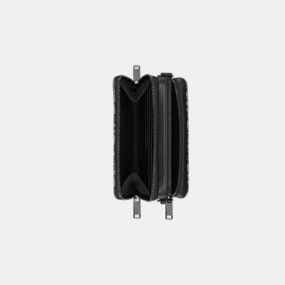 Pochette zippée à bandoulière Noir et Beige