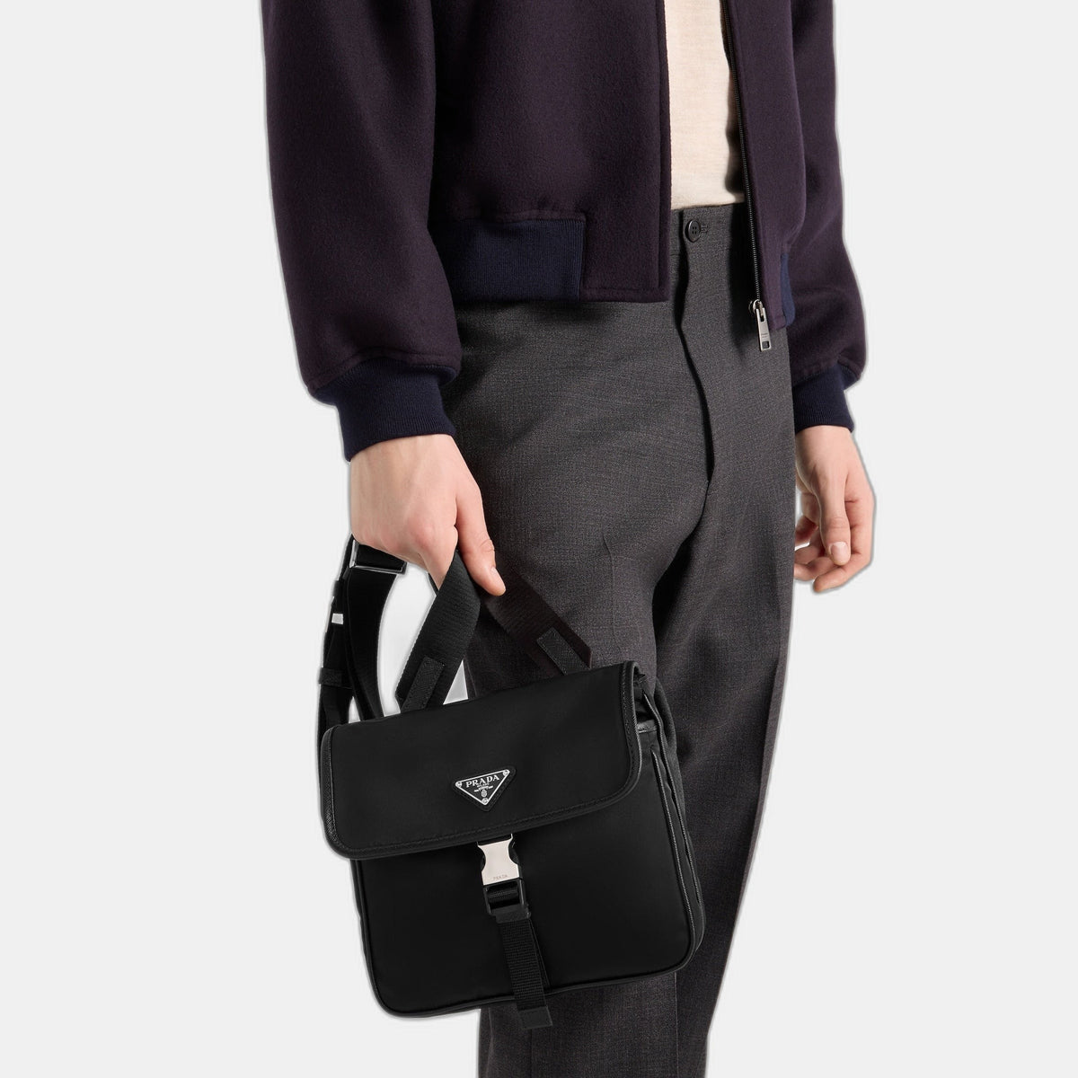 Sac porté épaule en Re-Nylon et cuir Saffiano - #13