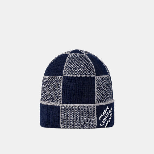 Bonnet et Écharpe Damier Heritage Bleu Marine