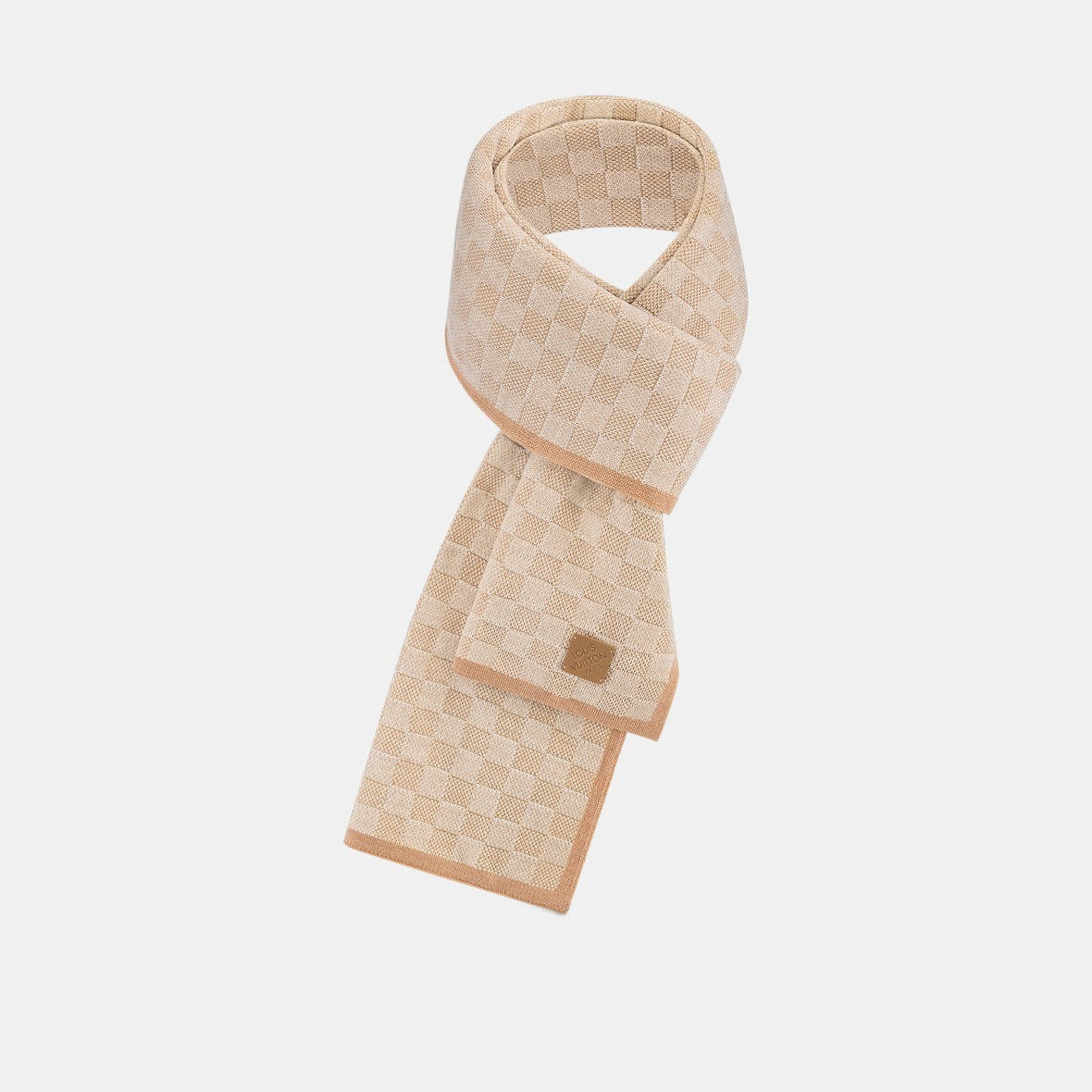 Bonnet et Écharpe Néo Petit Damier Beige