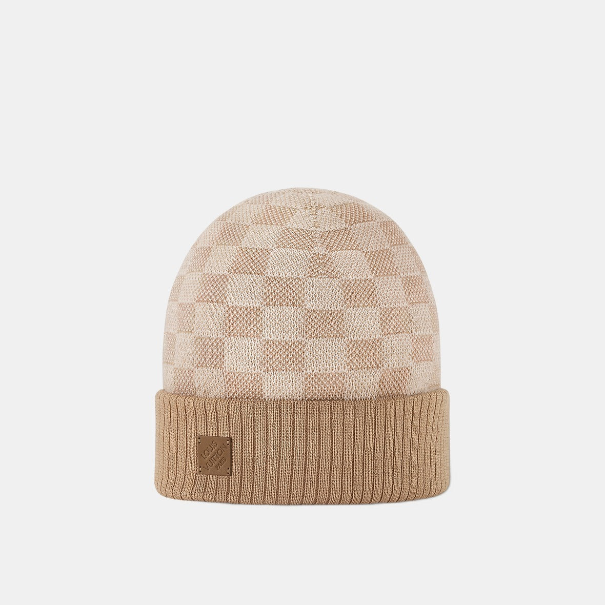 Bonnet et Écharpe Néo Petit Damier Beige