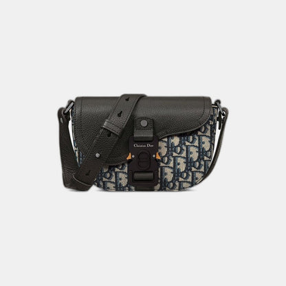 Mini sac Messenger à rabat Saddle Noir et Beige