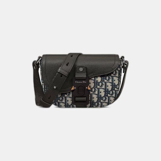 Mini sac Messenger à rabat Saddle Noir et Beige