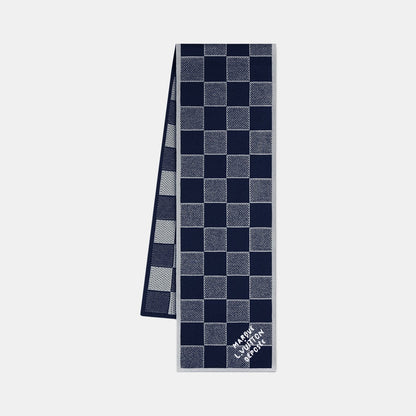 Bonnet et Écharpe Damier Heritage Bleu Marine