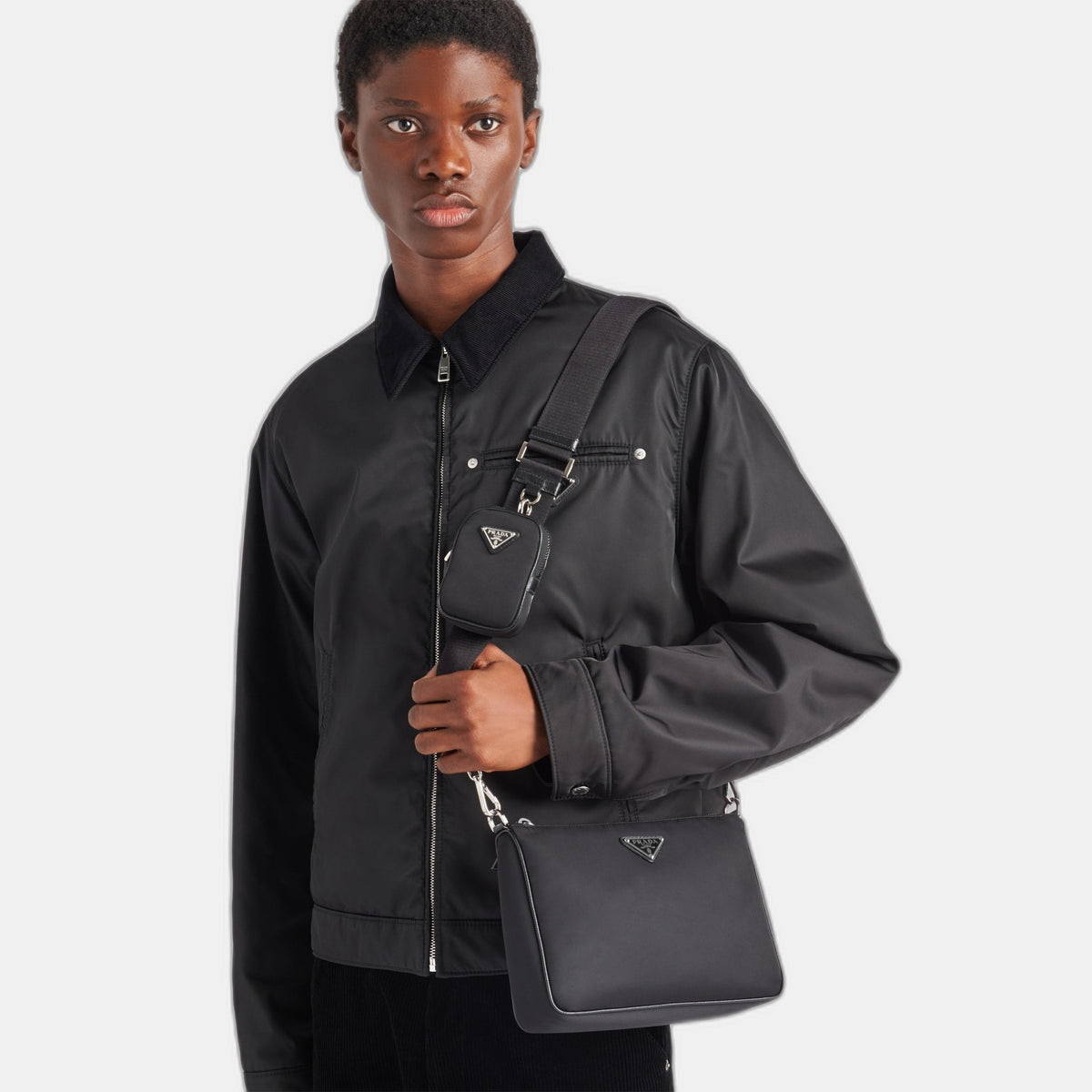 Sac porté épaule en Re-Nylon et cuir Saffiano - #1