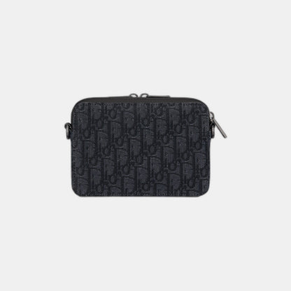 Pochette zippée à bandoulière
Toile jacquard Dior Oblique noir - #1