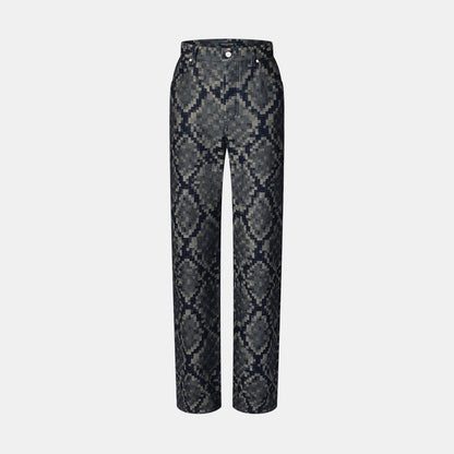 Pantalon droit en denim graphique