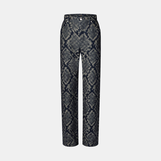 Pantalon droit en denim graphique