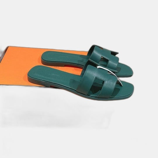 Hermes - Claquettes Vert Bouteille