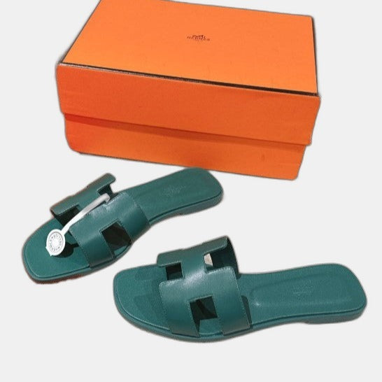Hermes - Claquettes Vert Bouteille