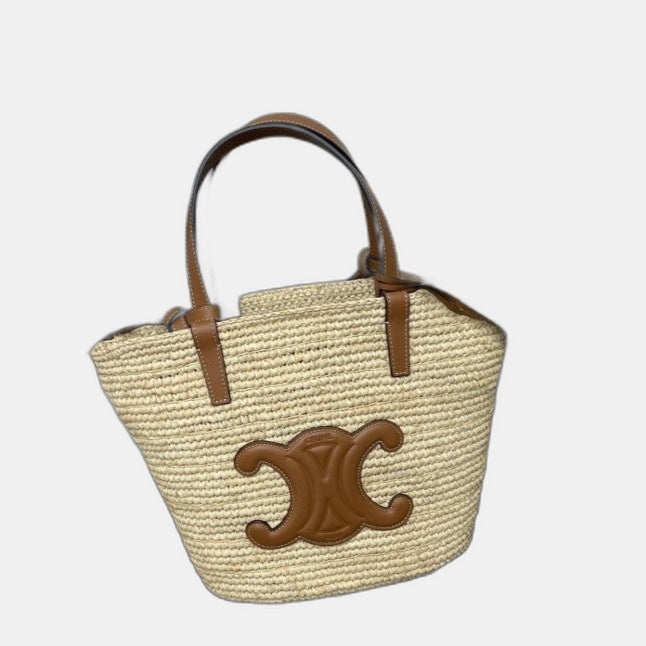 Céline - Classic Panier petit modèle Souple Raphia et veau