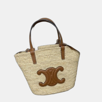 Céline - Classic Panier petit modèle Souple Raphia et veau