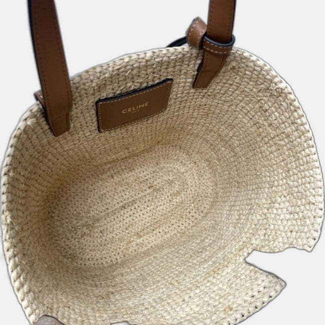 Céline - Classic Panier petit modèle Souple Raphia et veau