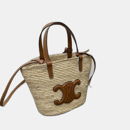Céline - Classic Panier petit modèle Souple Raphia et veau