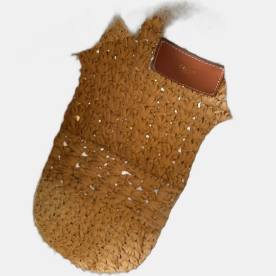 C­eli­ne - Classic Panier Cabas Triangle Raffia Calfskin
