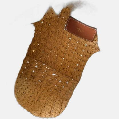 C­eli­ne - Classic Panier Cabas Triangle Raffia Calfskin