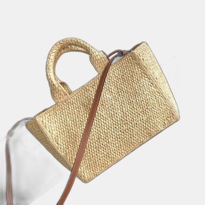 C­eli­ne - Small Cabas Thais Raffia Calfskin Top