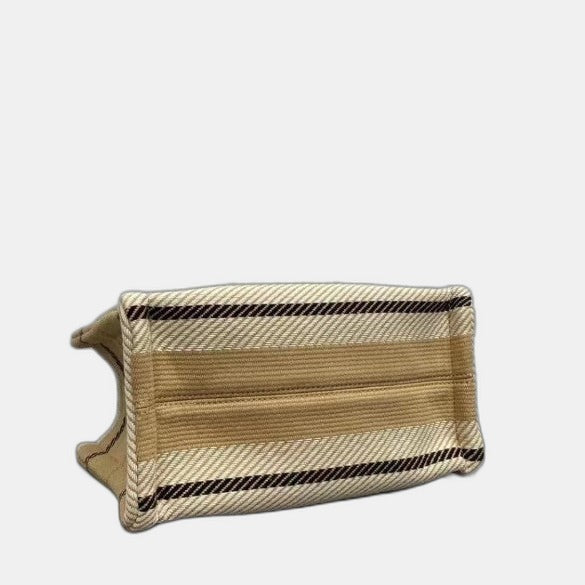 C­eli­ne - Small Cabas Thais Striped Textile Beige Noir