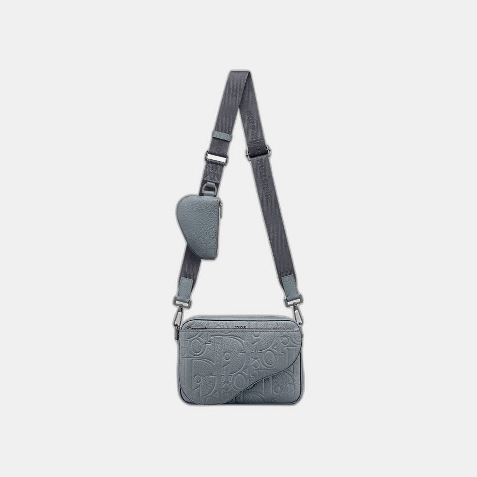 Triple Pouch Saddle Cuir Gris