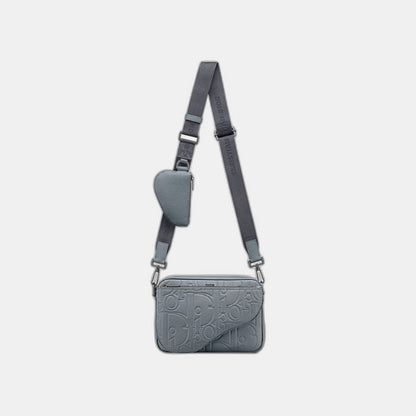 Triple Pouch Saddle Cuir Gris