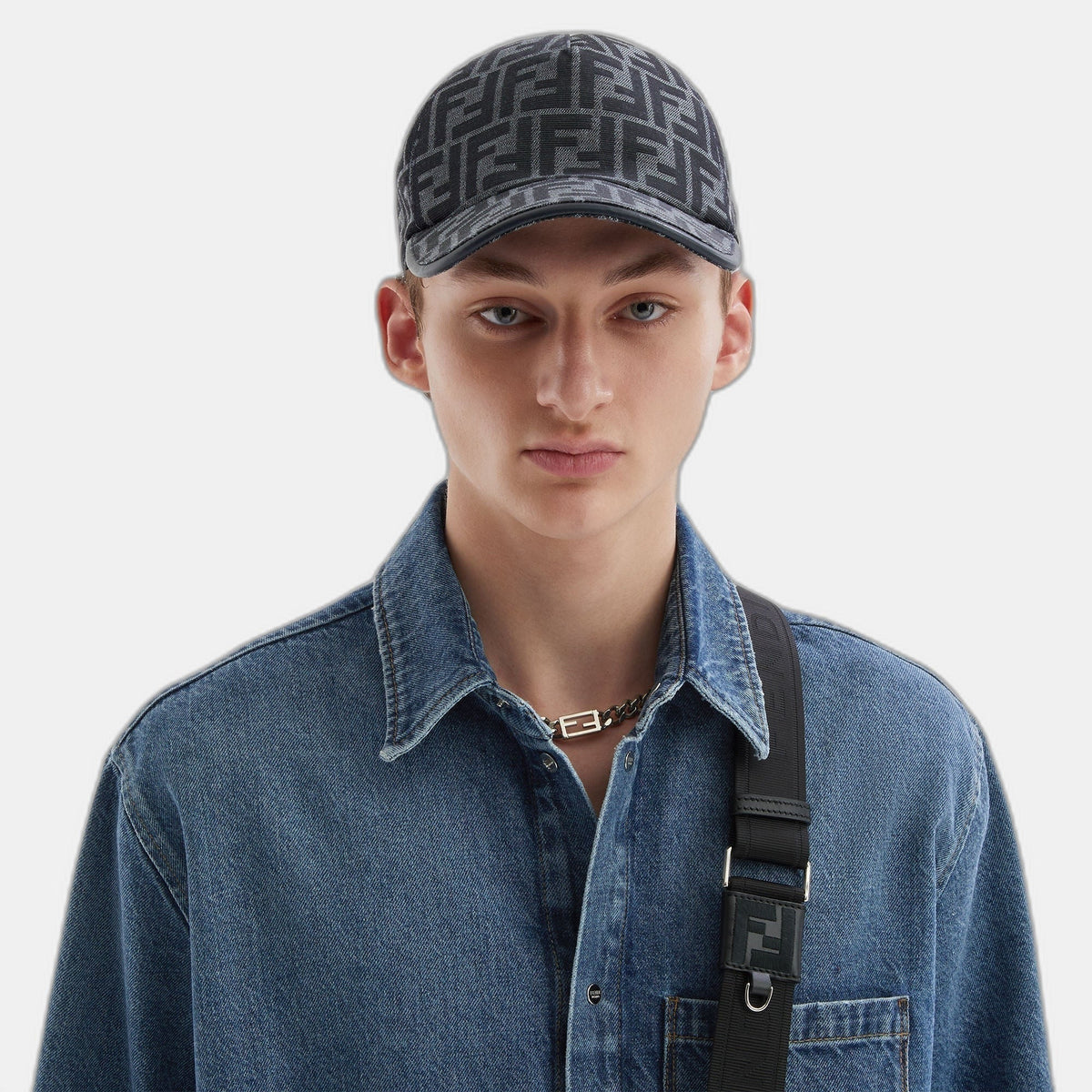 Casquette de baseball en tissu jacquard FF bleu
