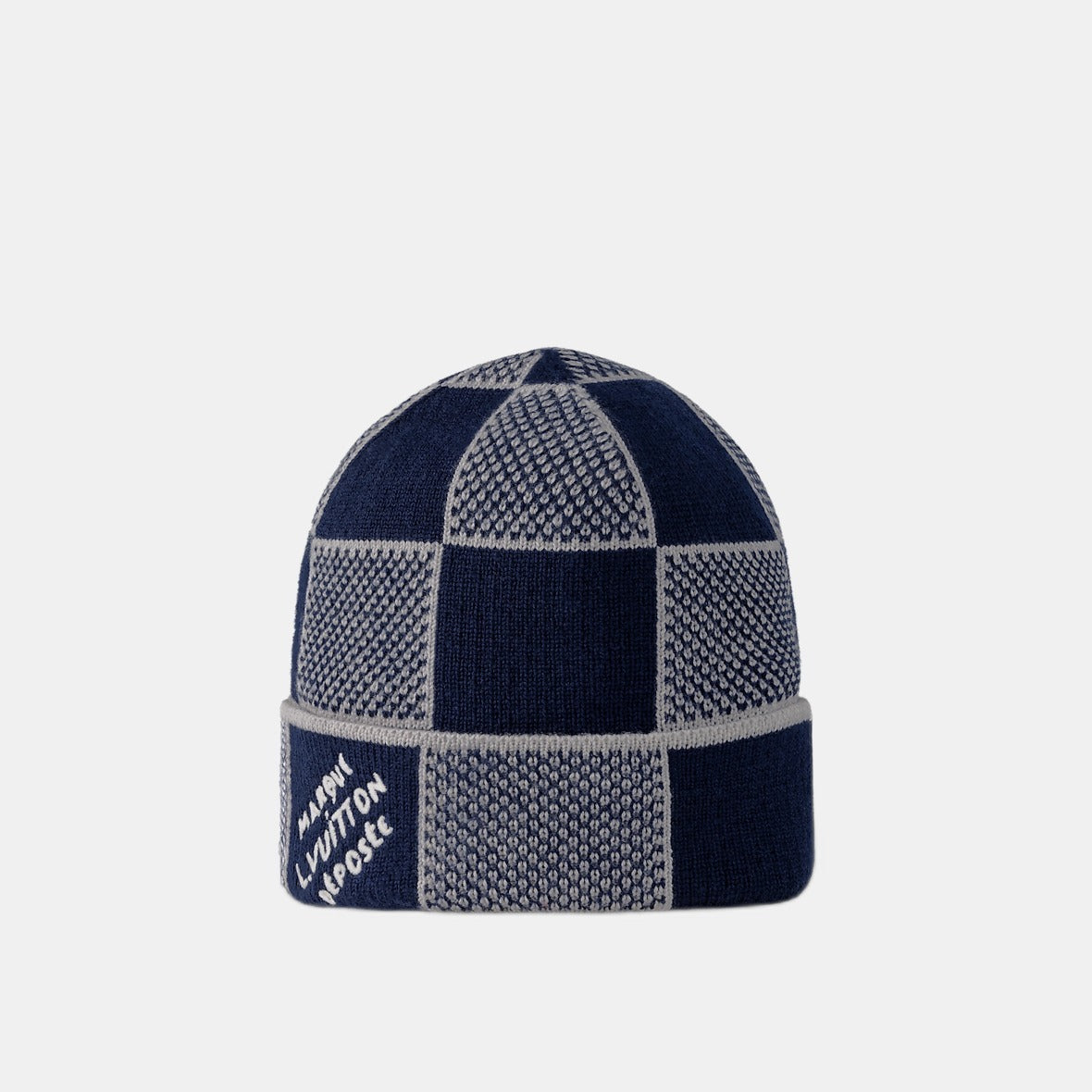 Bonnet et Écharpe Damier Heritage Bleu Marine