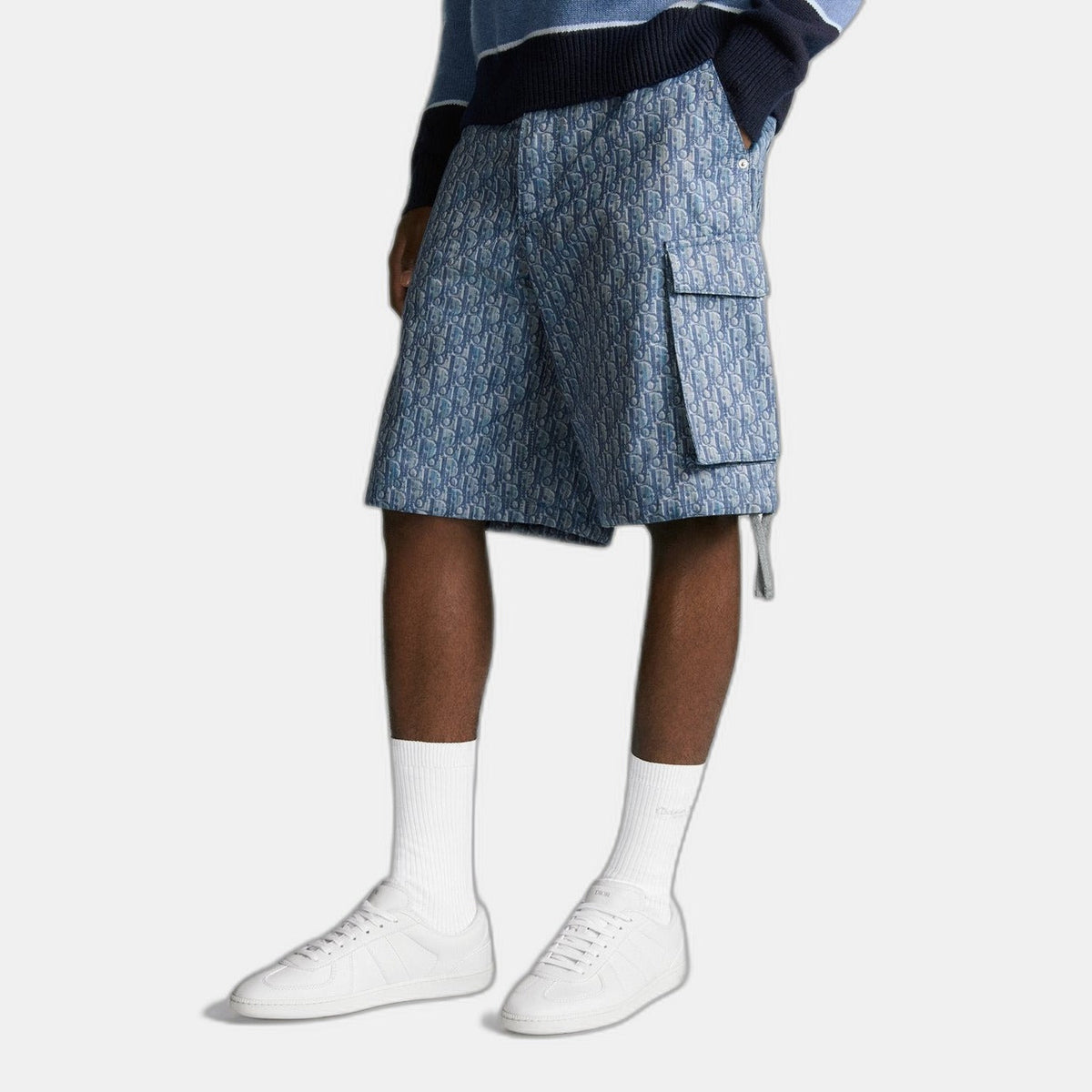 Bermuda cargo Dior Oblique
Twill de coton mélangé bleu