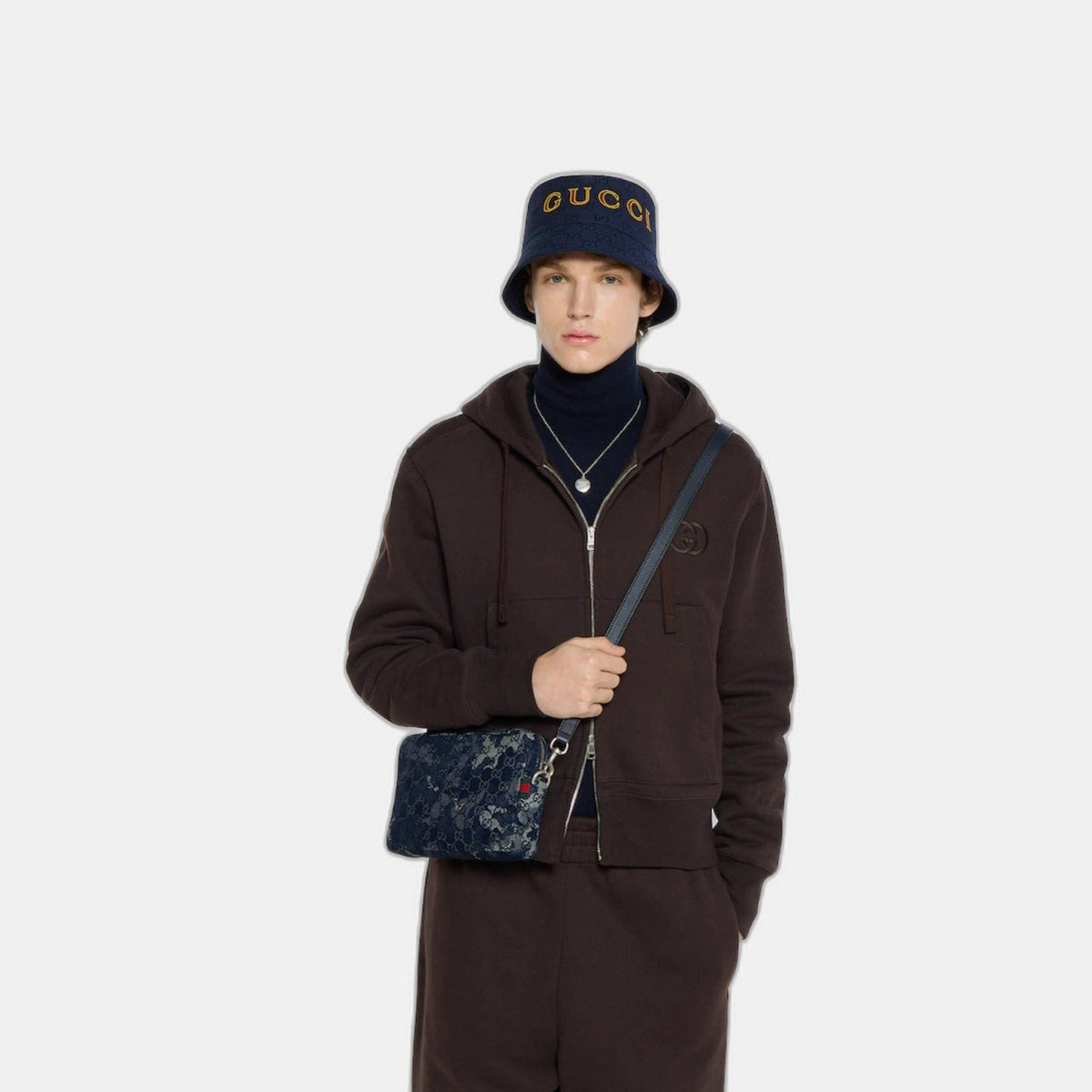 Sac à bandoulière en denim GG petit format