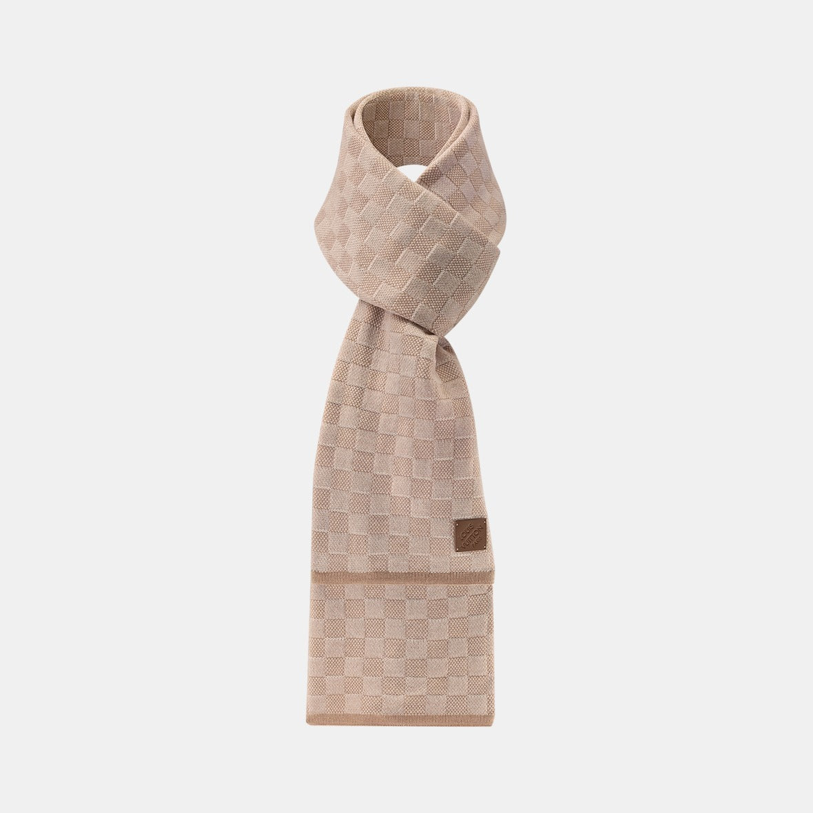 Bonnet et Écharpe Néo Petit Damier Beige