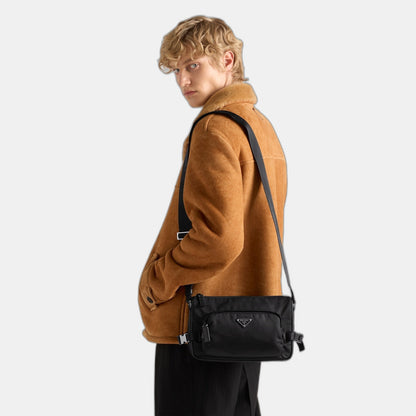 Sac de taille moyenne porté épaule en Re-Nylon et cuir Saffiano - #1