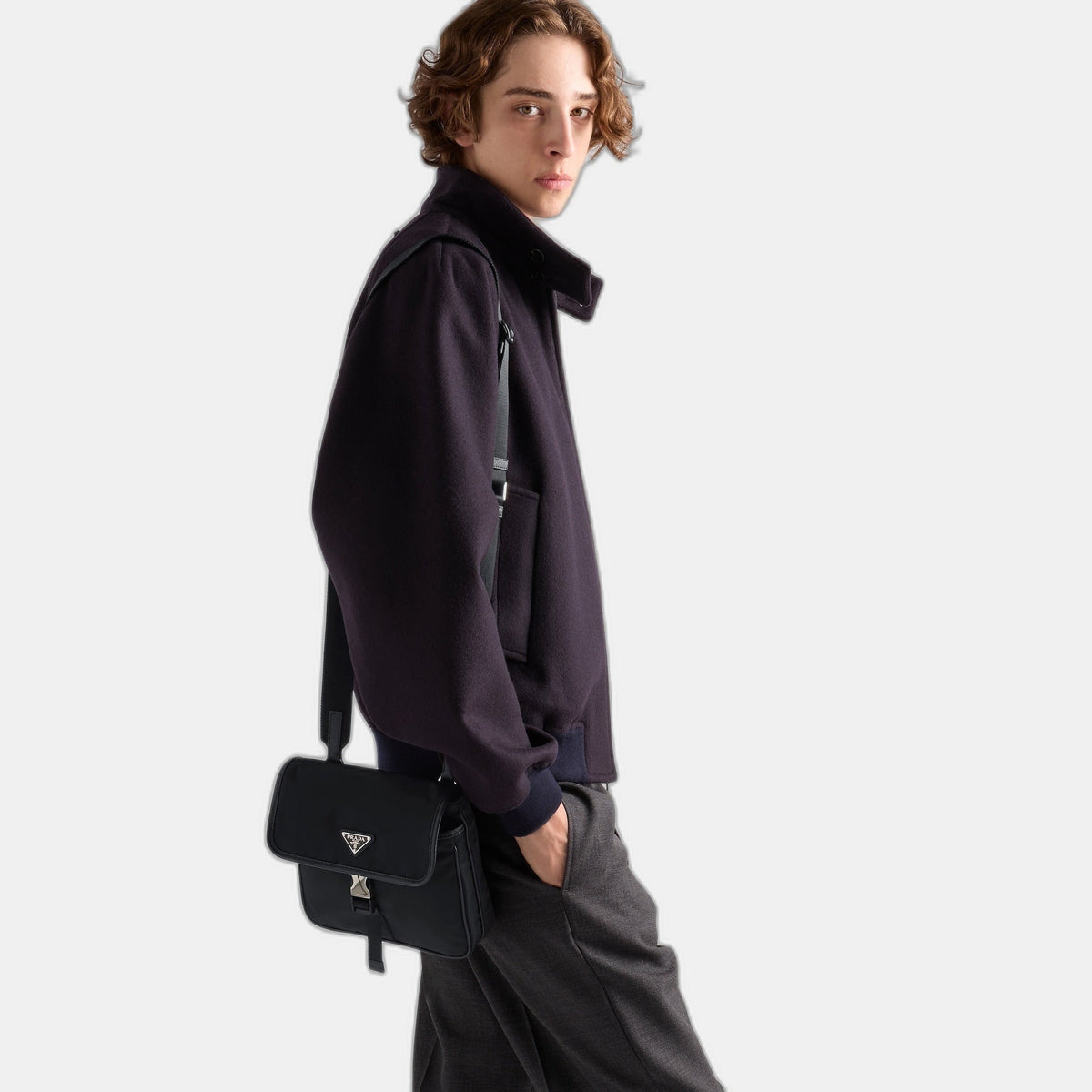 Sac porté épaule en Re-Nylon et cuir Saffiano - #13