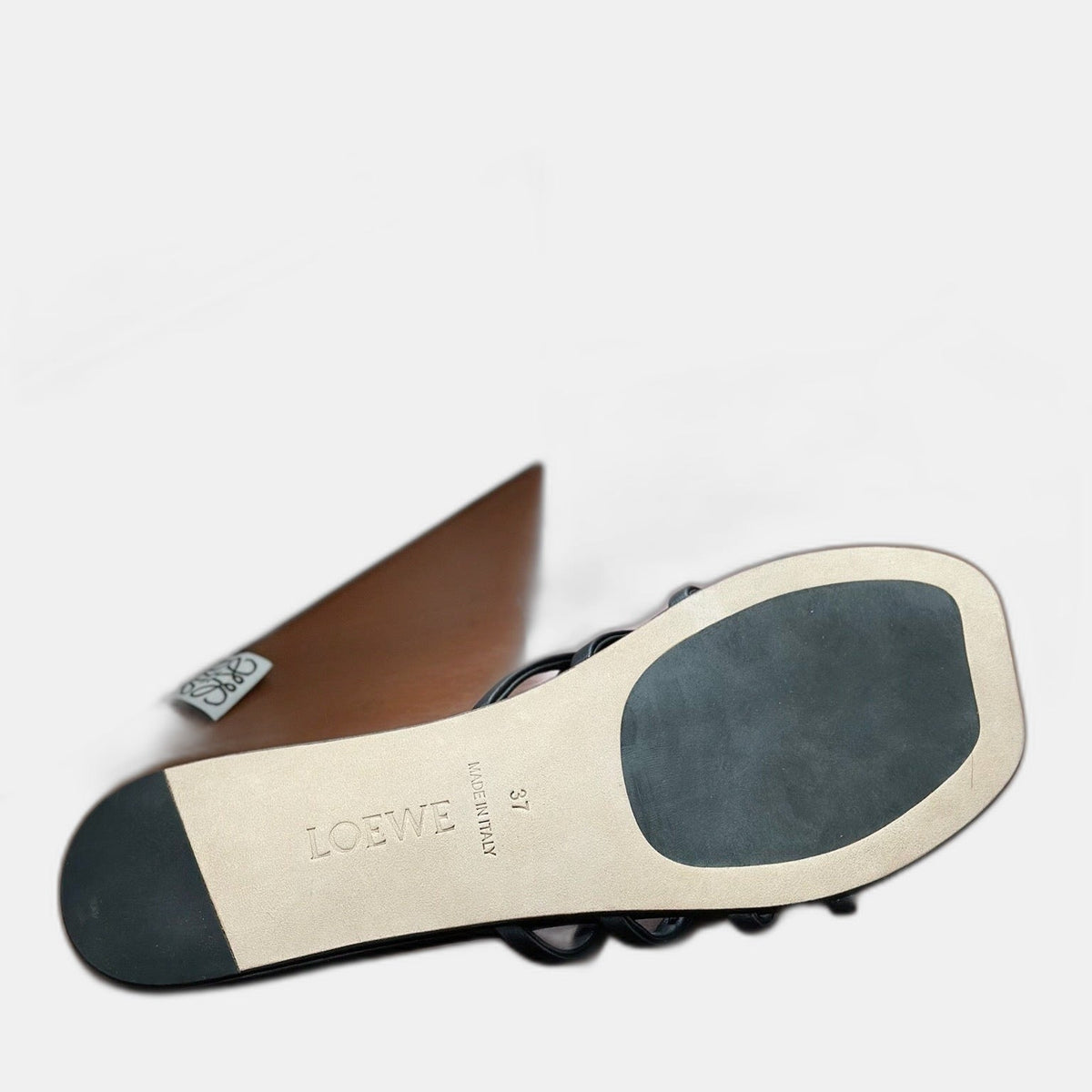 LOEWE - Petal Anagram slide in soft calfskin Noire