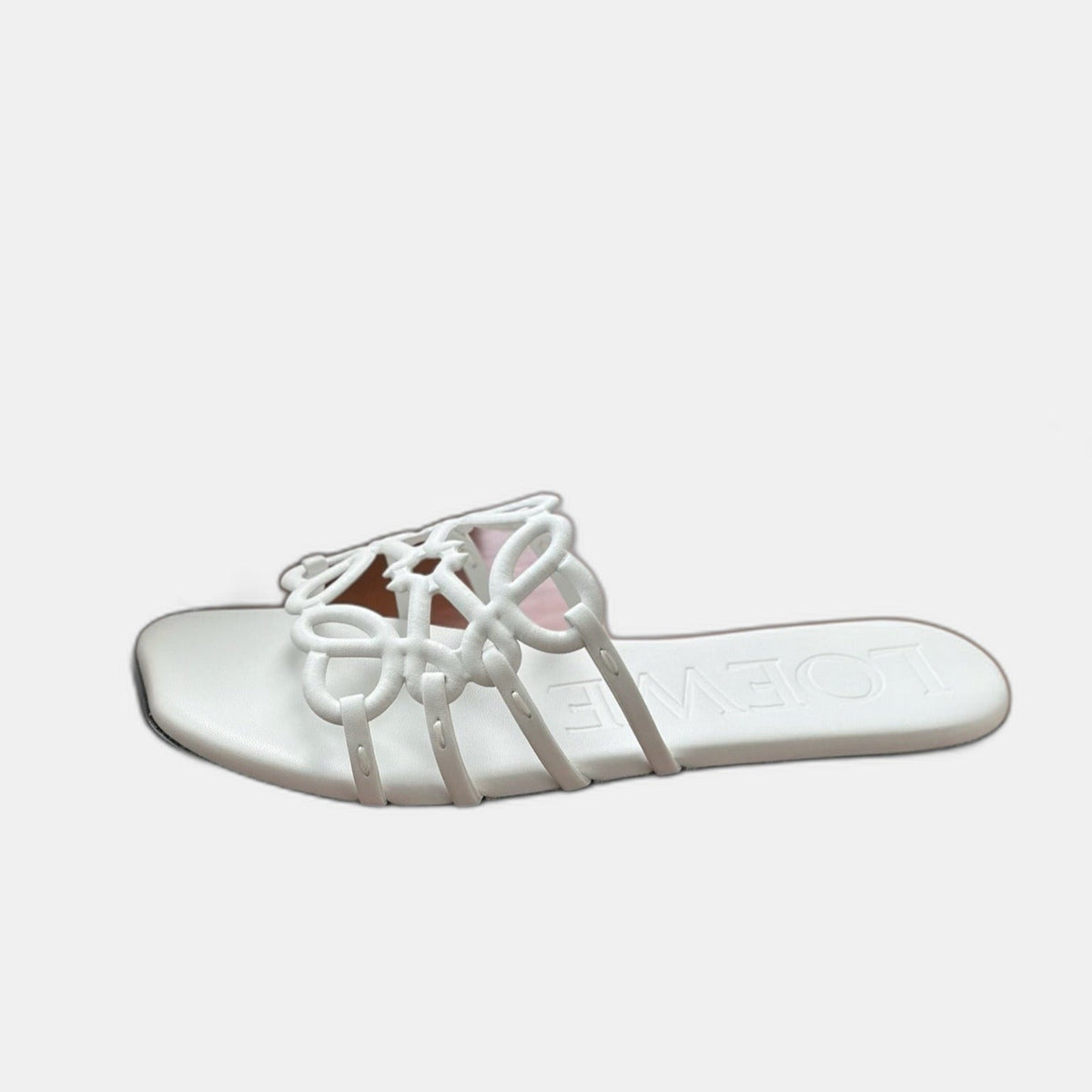 LOEWE - Petal Anagram slide in soft calfskin Blanc