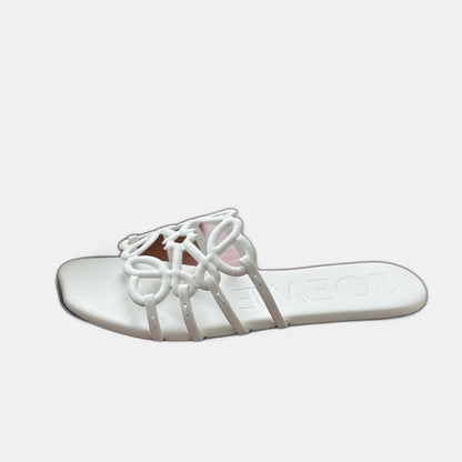 LOEWE - Petal Anagram slide in soft calfskin Blanc