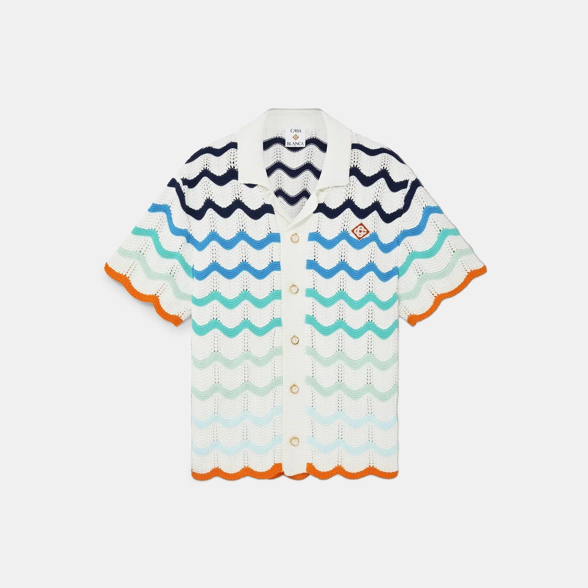 Gradient Wave Crochet Shirt