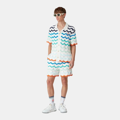 Gradient Wave Crochet Shirt