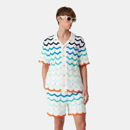 Gradient Wave Crochet Shirt