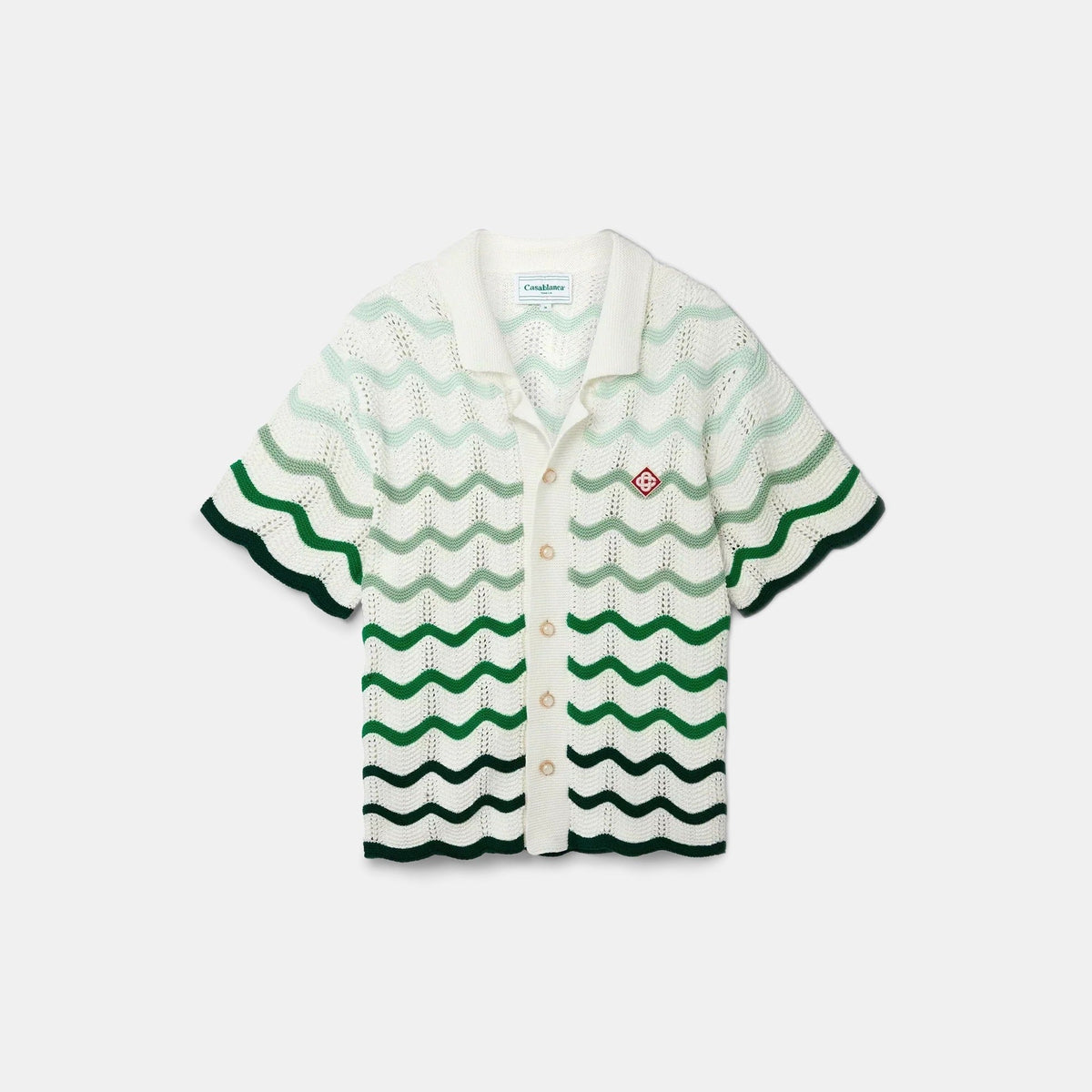 Wavy Gradient Crochet Shirt - casablanca